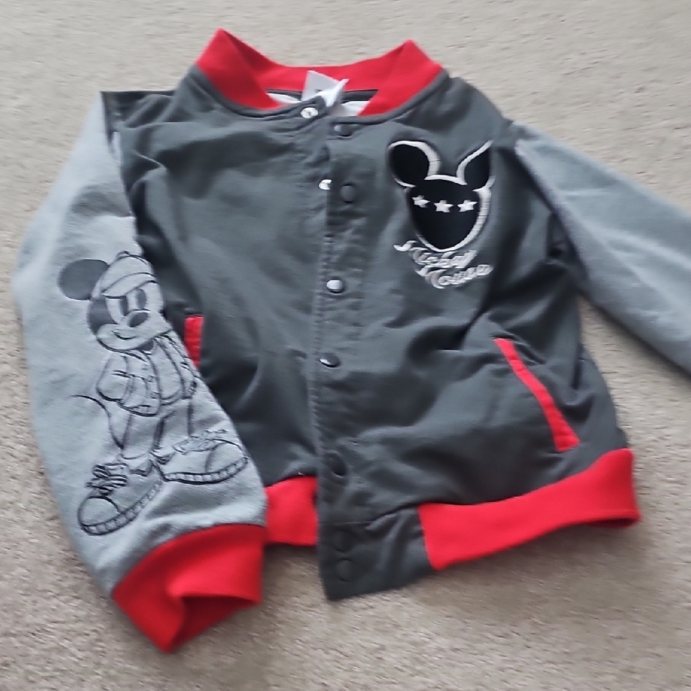 Disney Mickey Mouse Gray and Red Jacket size 10-12